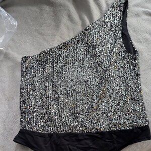 Pink Lily One Shoulder Sequin Body Suit